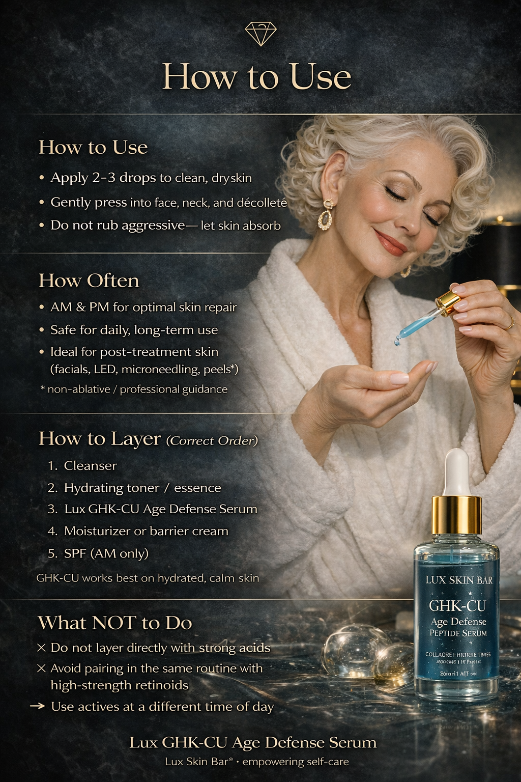 Lux GHK-CU Age Defense Blue Copper Peptide Serum