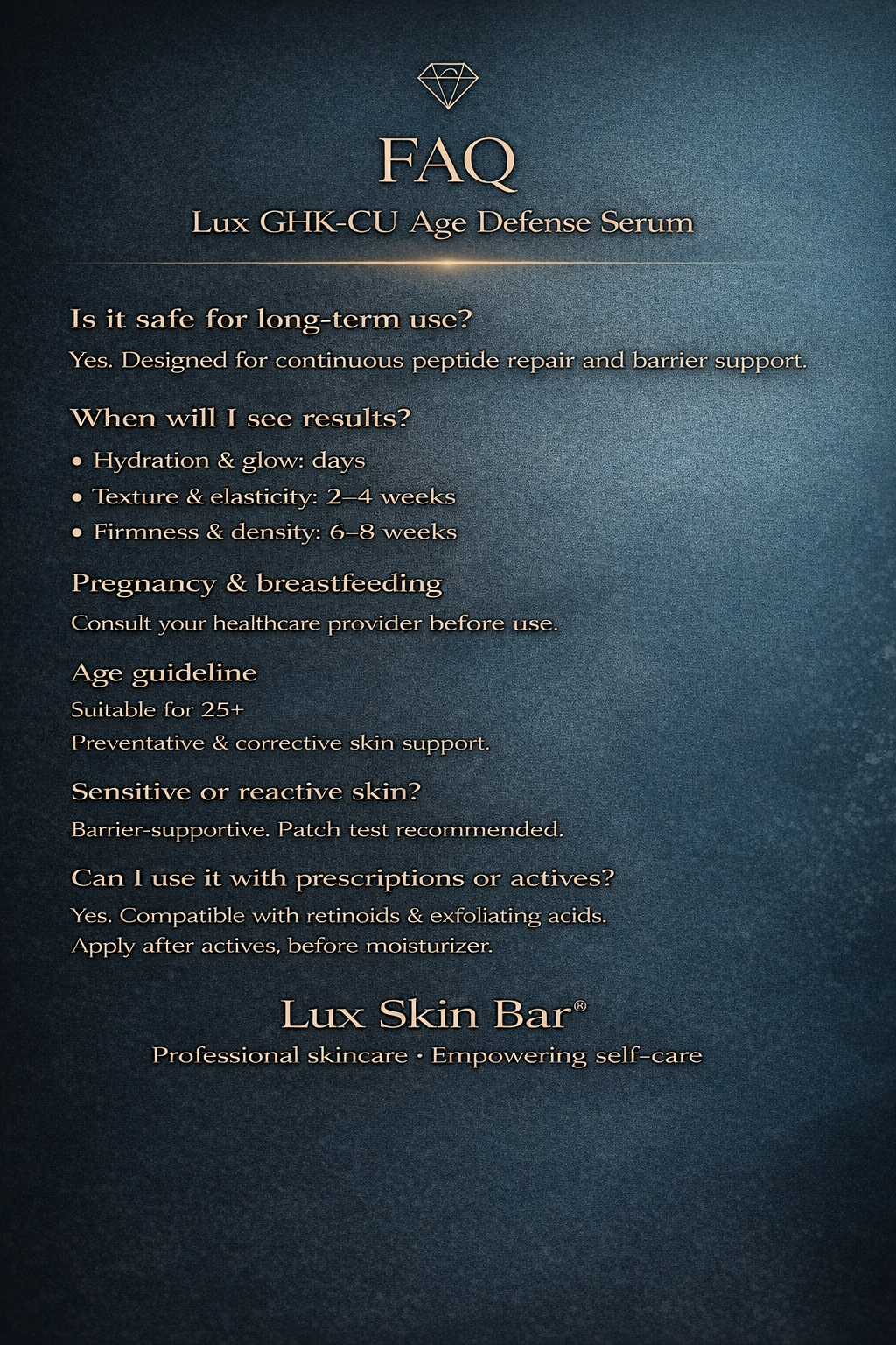 Lux GHK-CU Age Defense Blue Copper Peptide Serum